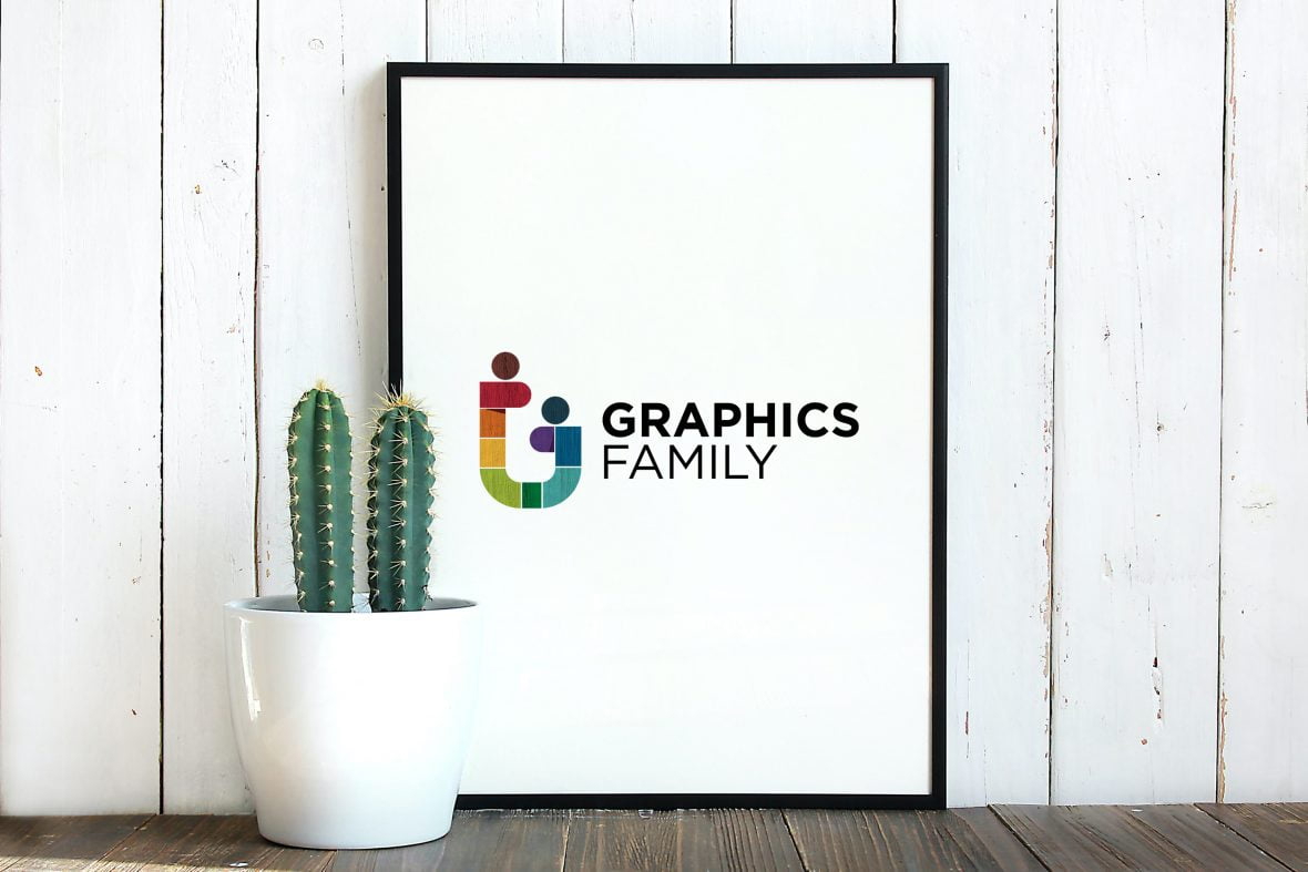 فایل موکاپ لوگو قاب چوبی مینیمال - Minimal Wooden Frame Logo Mockup