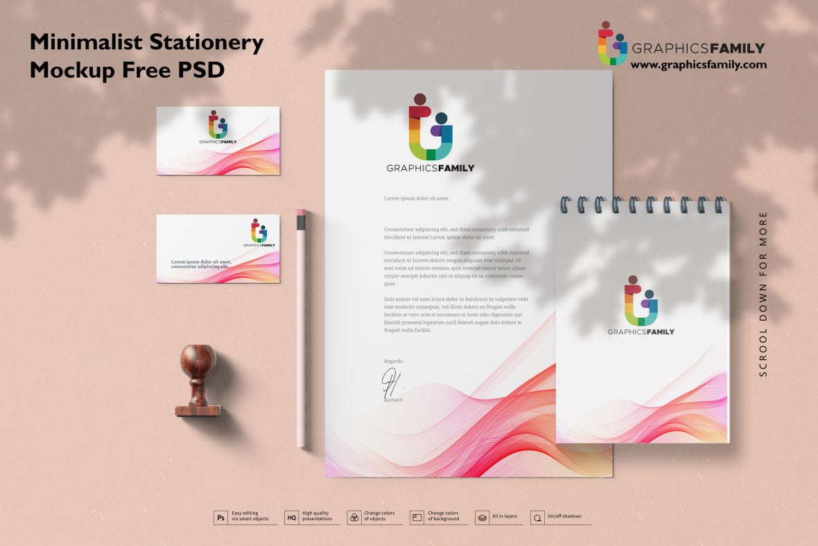 فایل ماک‌آپ لوازم التحریر مینیمالیستی PSD - Minimalist Stationery Mockup PSD