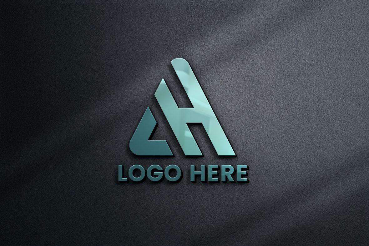 فایل موکاپ لوگو سه بعدی مدرن روی دیوار مشکی - Modern 3D Logo Mockup on Black Wall