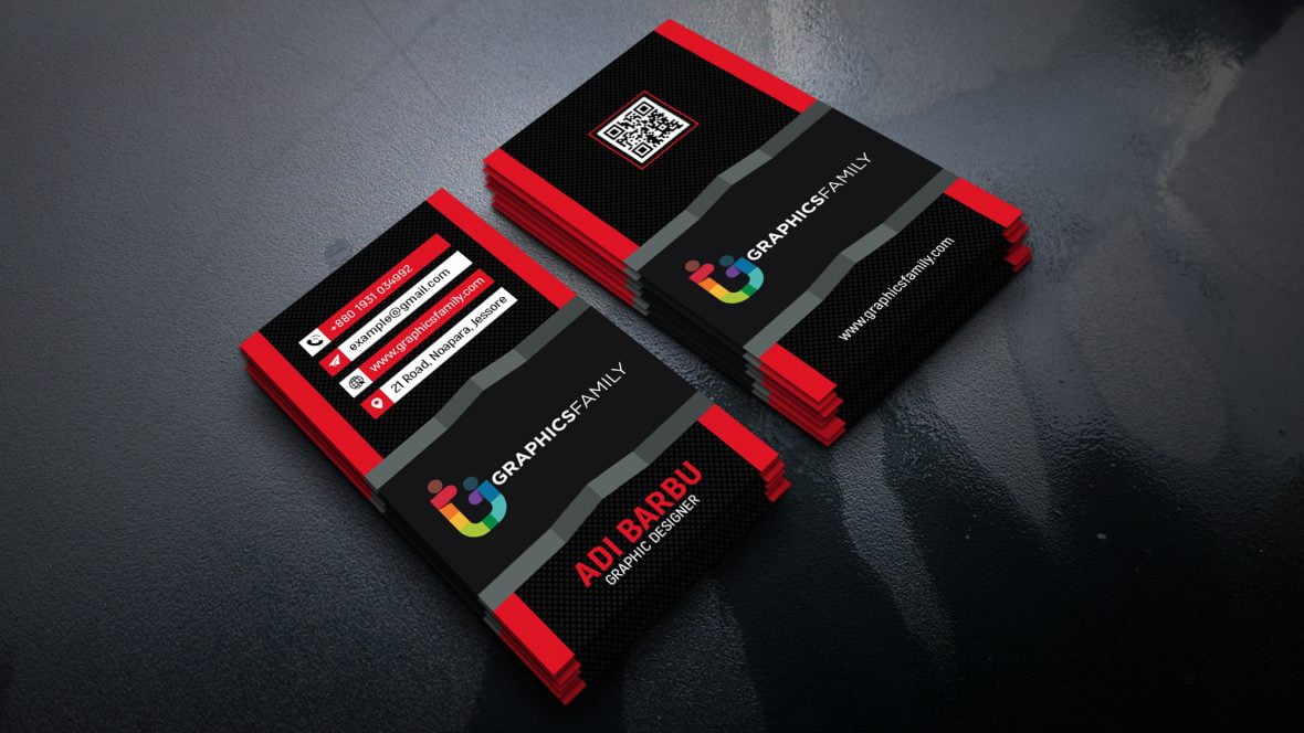 فایل طراحی کارت ویزیت قرمز سه بعدی مدرن - Modern 3D Red Visiting Card Design