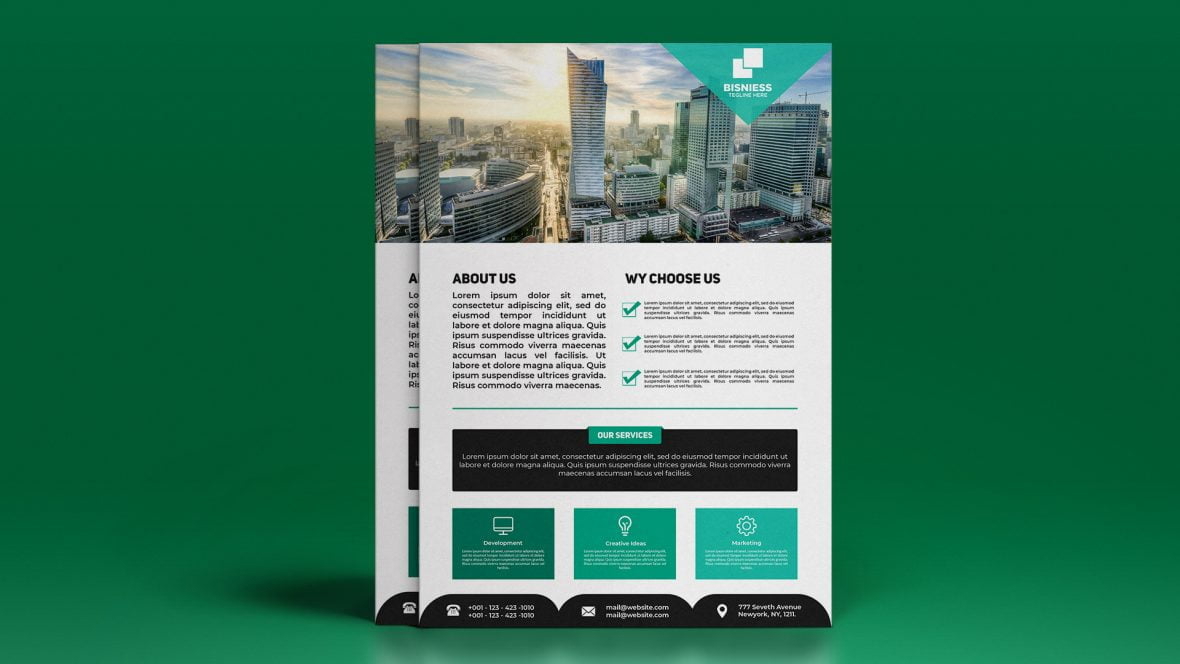 فایل طراحی بروشور مدرن سیاه و سبز - Modern Black&Green Flyer Design