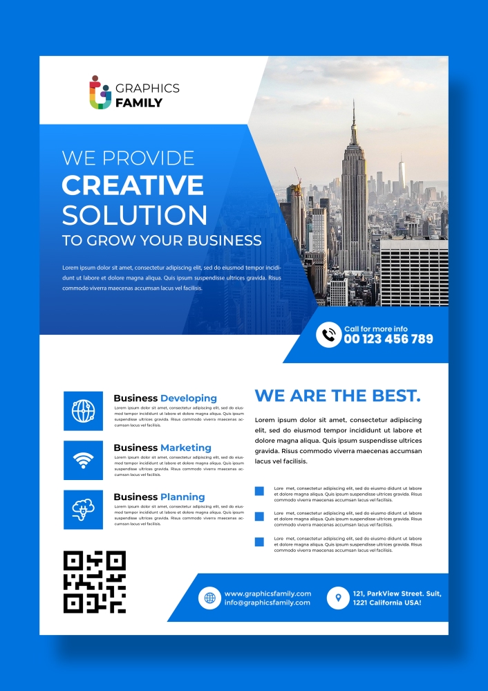 فایل الگوی طراحی بروشور آبی مدرن - Modern Blue Flyer Design Template