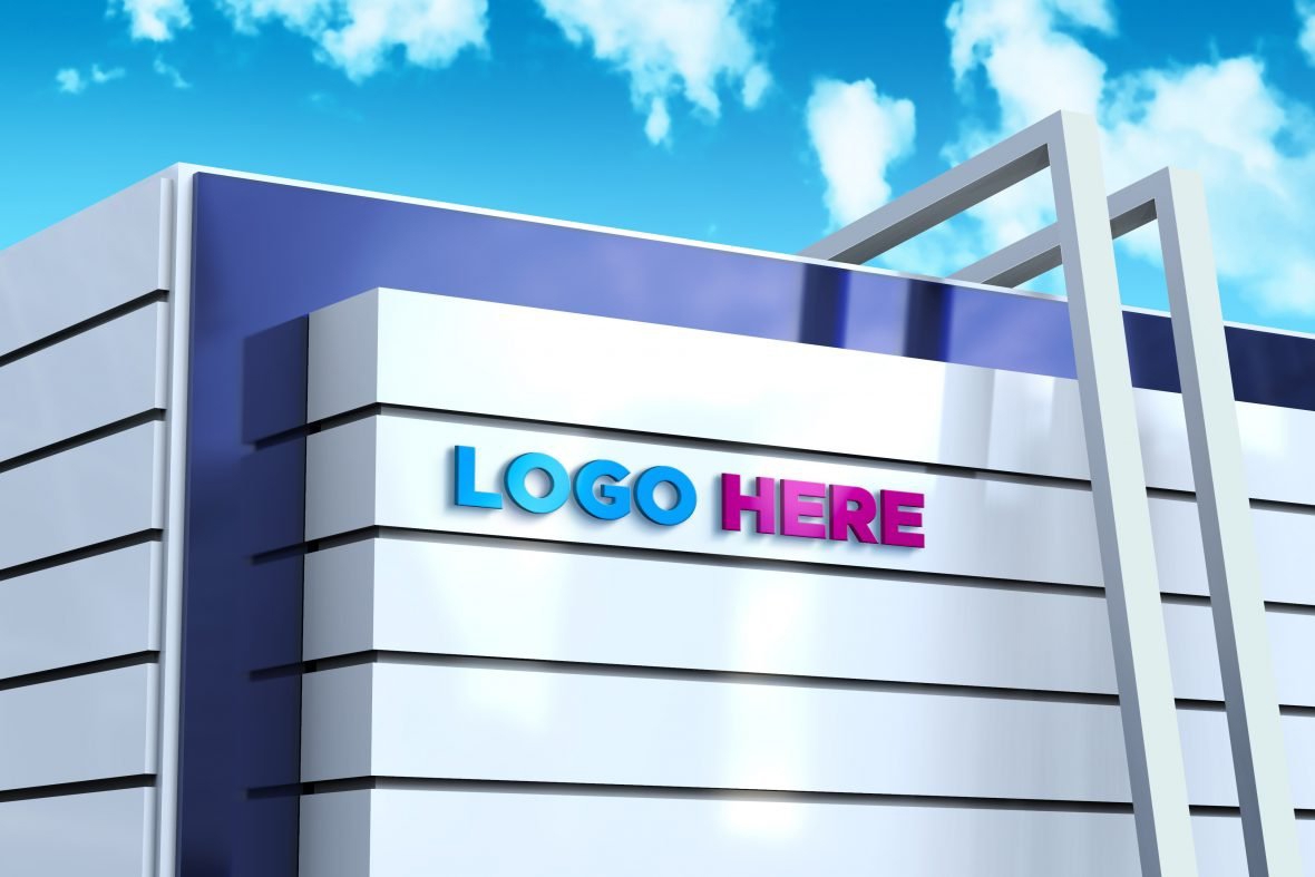 فایل موکاپ لوگو معماری مدرن - Modern Building Architecture Logo Mockup
