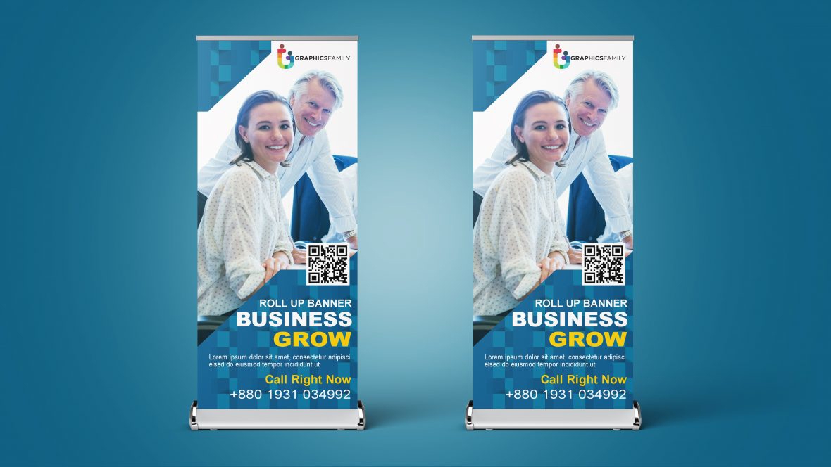 فایل طرح بنر لایه باز فروشگاه اینترنتی مدرن (psd) - Modern Business Roll Up Banner Design Template psd