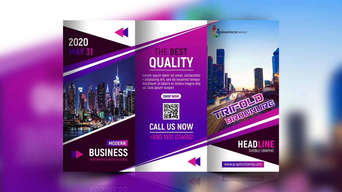 فایل قالب PSD بروشور سه لت مدرن تجاری - Modern Business Trifold Brochure PSD Template