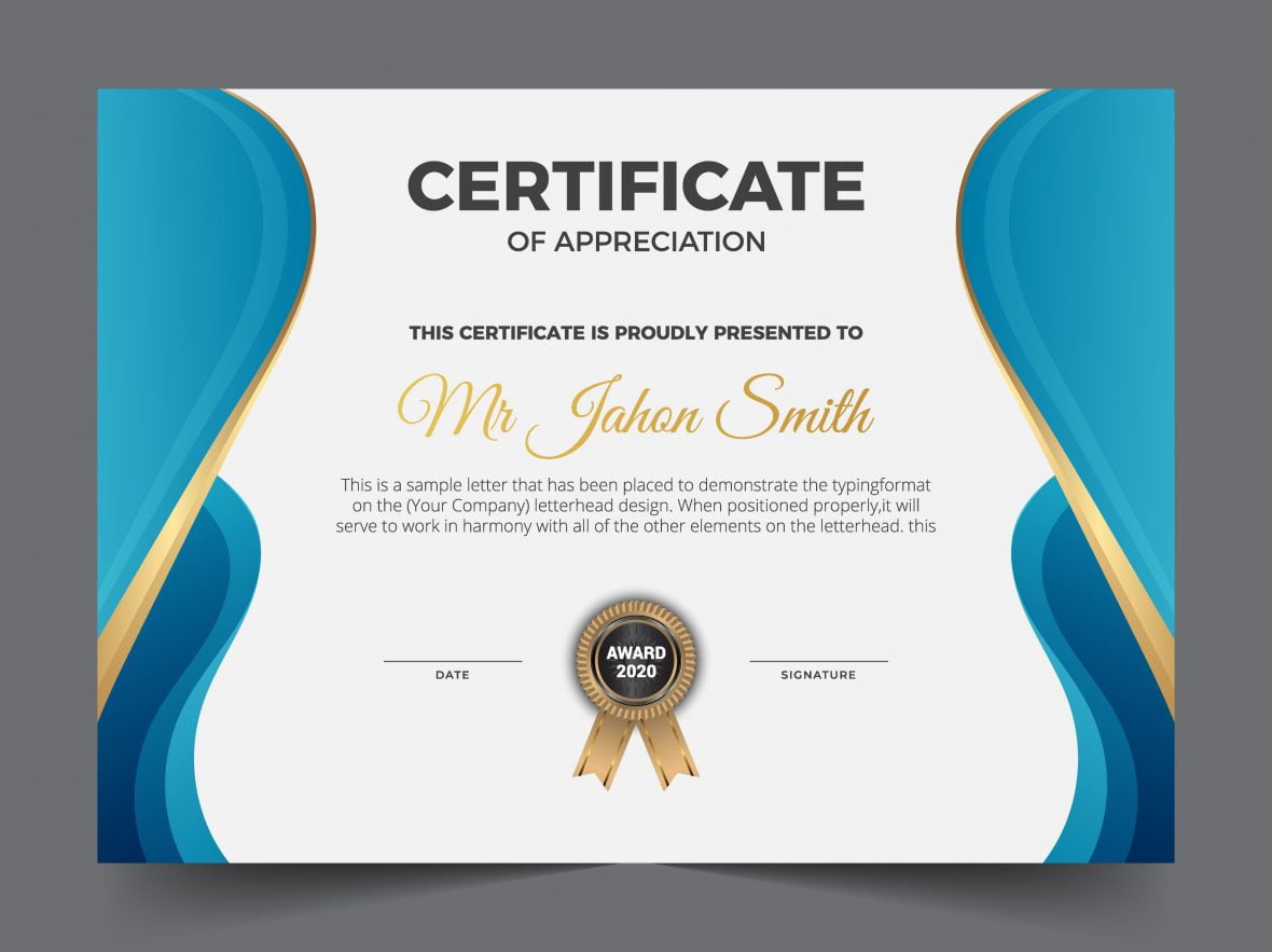 فایل الگوی طراحی گواهینامه جایزه مدرن، تصویر برداری - Modern certificate award template design vector illustration