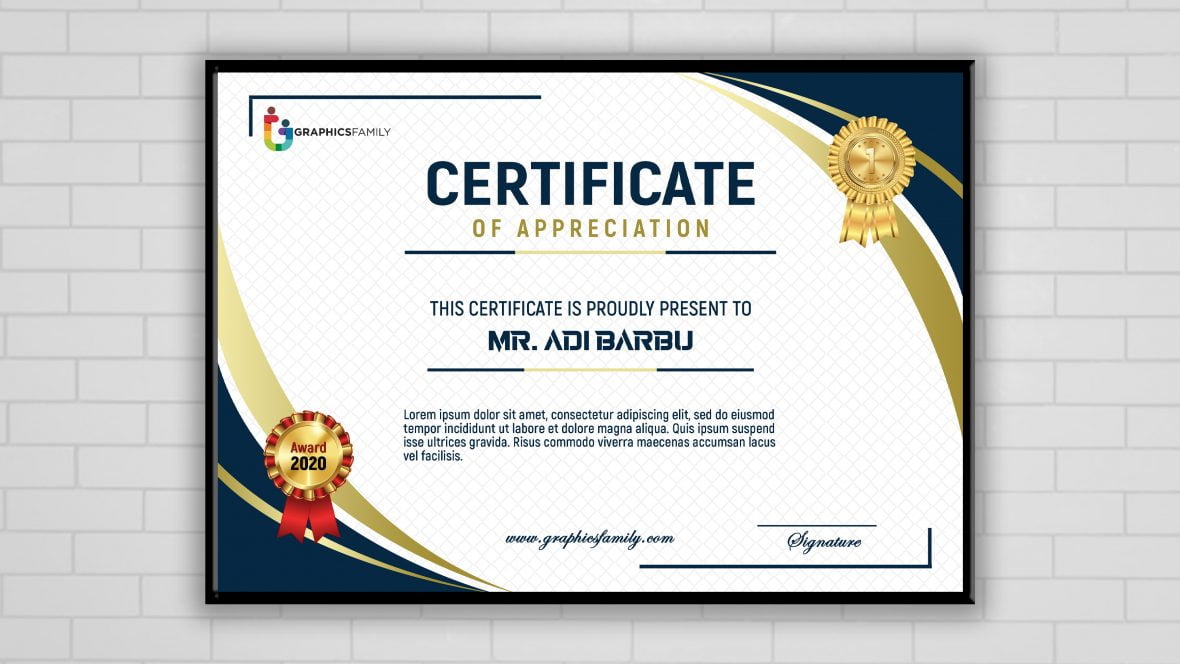 فایل الگوی طراحی گواهینامه مدرن psd - Modern Certificate Design Template psd