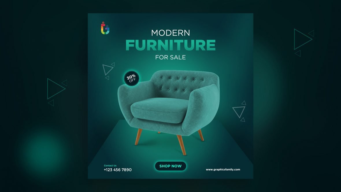 فایل الگوی طراحی پست رسانه اجتماعی مبلمان مدرن - Modern Furniture Social Media Post Design Template