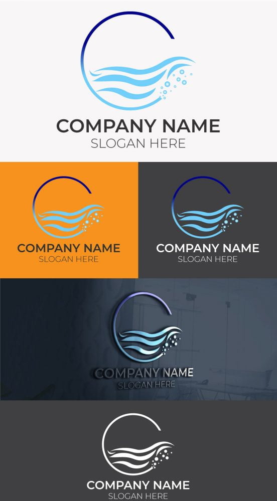 فایل طراحی لوگو مدرن برای شرکت آب - Modern Logo Design For water company template