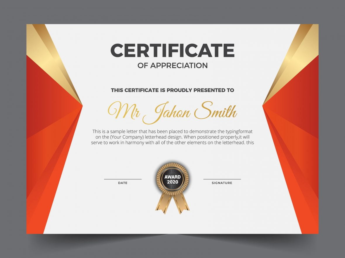 فایل الگوی گواهی موفقیت و تقدیر شرکت مدرن پریمیوم - Modern Premium Company Certificate Of Achievement And Appreciation Template
