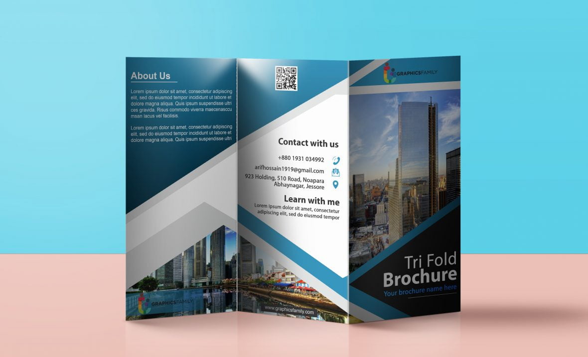 فایل قالب طراحی بروشور مدرن سه لت با سبک تخت - Modern Tri-Fold Brochure Design Template with Flat Style