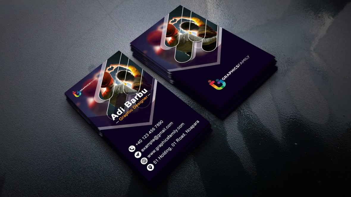 فایل طراحی کارت ویزیت عمودی مدرن - Modern Vertical Visiting Card Design