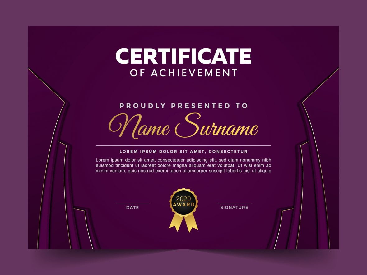 فایل الگوی گواهی بنفش مدرن - Modern Violet Certificate Template