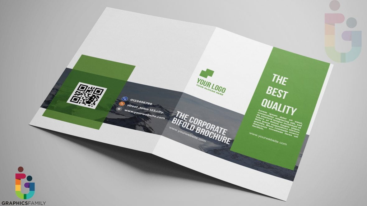 فایل قالب بروشور دو لت تجاری چند منظوره - Multipurpose Business Bi-fold Brochure Template