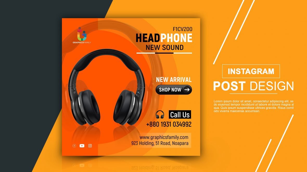 فایل قالب پست اینستاگرام موسیقی و صدا (PSD) - Music and Sound Instagram Post Template PSD