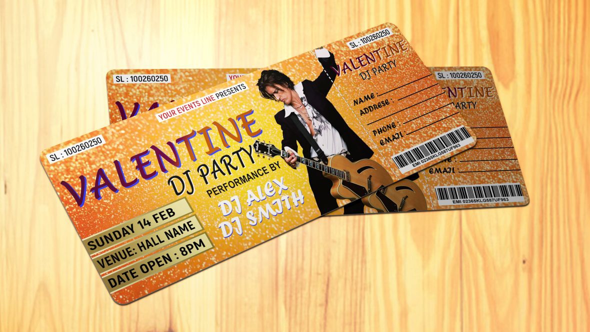فایل قالب PSD طرح بلیط رویداد موسیقی - Musical Event-Ticket Design Template PSD
