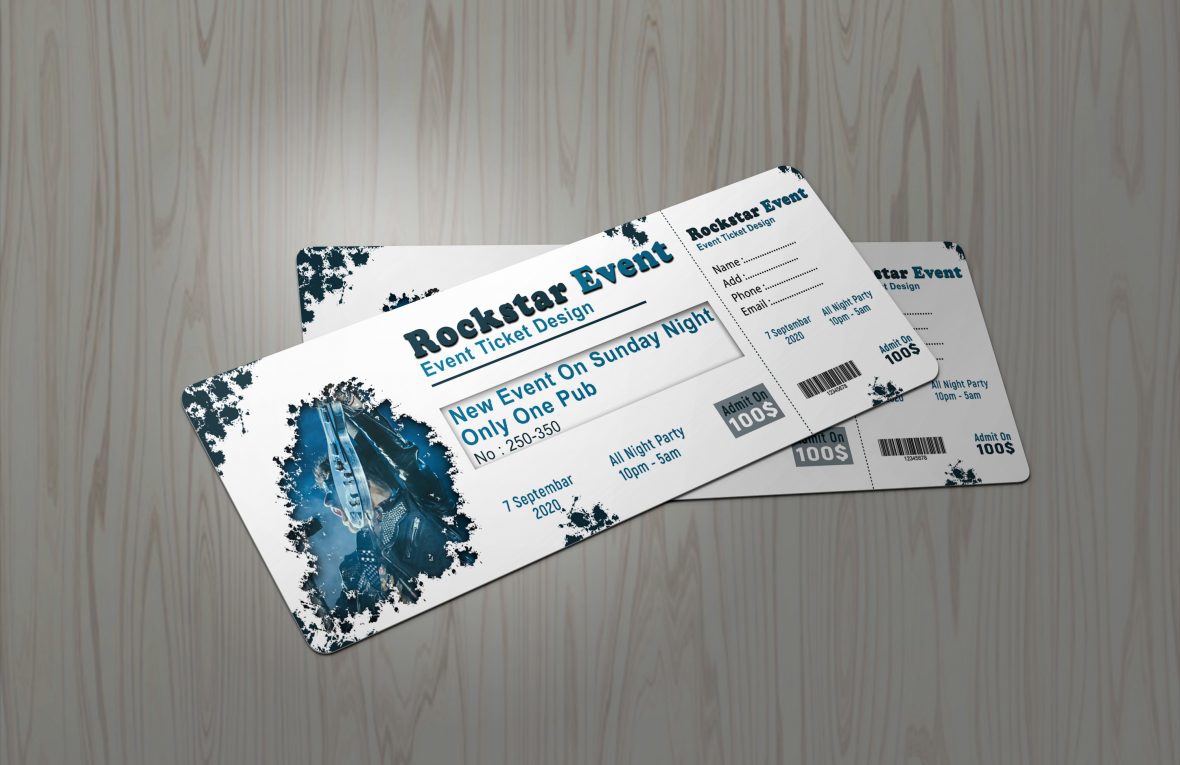 فایل الگوی طراحی بلیط رویداد موسیقی - Musical Event-Ticket Design Template