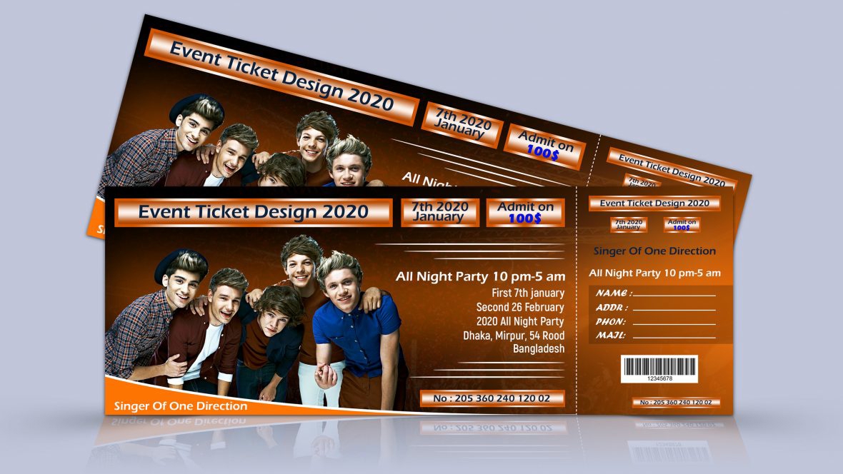 فایل الگوی طراحی بلیط رویداد مهمانی موسیقی - Musical Party Event-Ticket Design Template