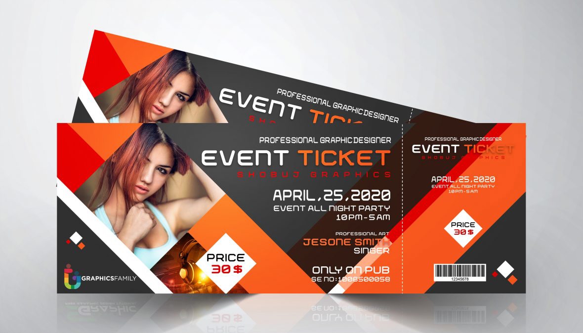 فایل طرح PSD بلیط رویداد کلوپ شبانه - Night Club Event-Ticket Design Psd