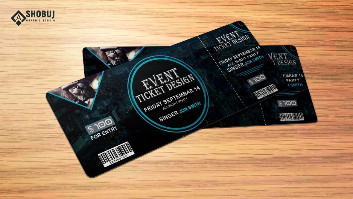فایل طرح لایه باز بلیط رویداد مهمانی شبانه (PSD) - Night Party Event Ticket Design Template Fee PSD