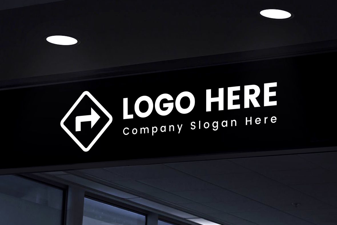 فایل موکاپ لوگو علامت شب - Night Signage Logo Mockup