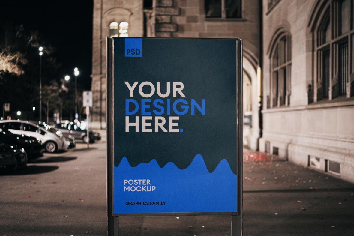 فایل ماک‌آپ پوستر خیابان شب - Night Street Poster Mockup