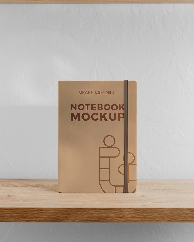 فایل ماک‌آپ جلد دفترچه یادداشت با جلوه برجسته - Notebook Embossed Effect Cover Mockup