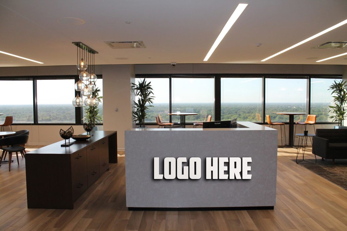 فایل موکاپ میز اداری با لوگوی سه بعدی مدرن - Office Desk Mockup with Modern 3D Logo