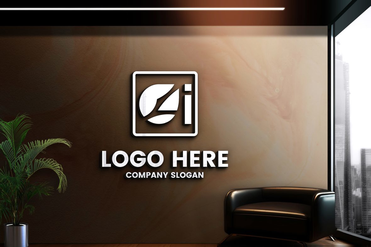 فایل موکاپ لوگو سه بعدی دیوار اداری - Office Wall 3D Logo Mockup