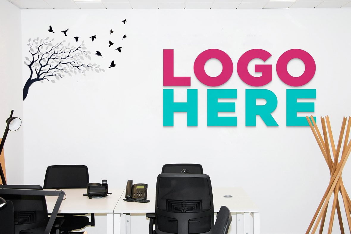 فایل موکاپ لوگو فضای کار اداری - Office Work Area Logo Mockup