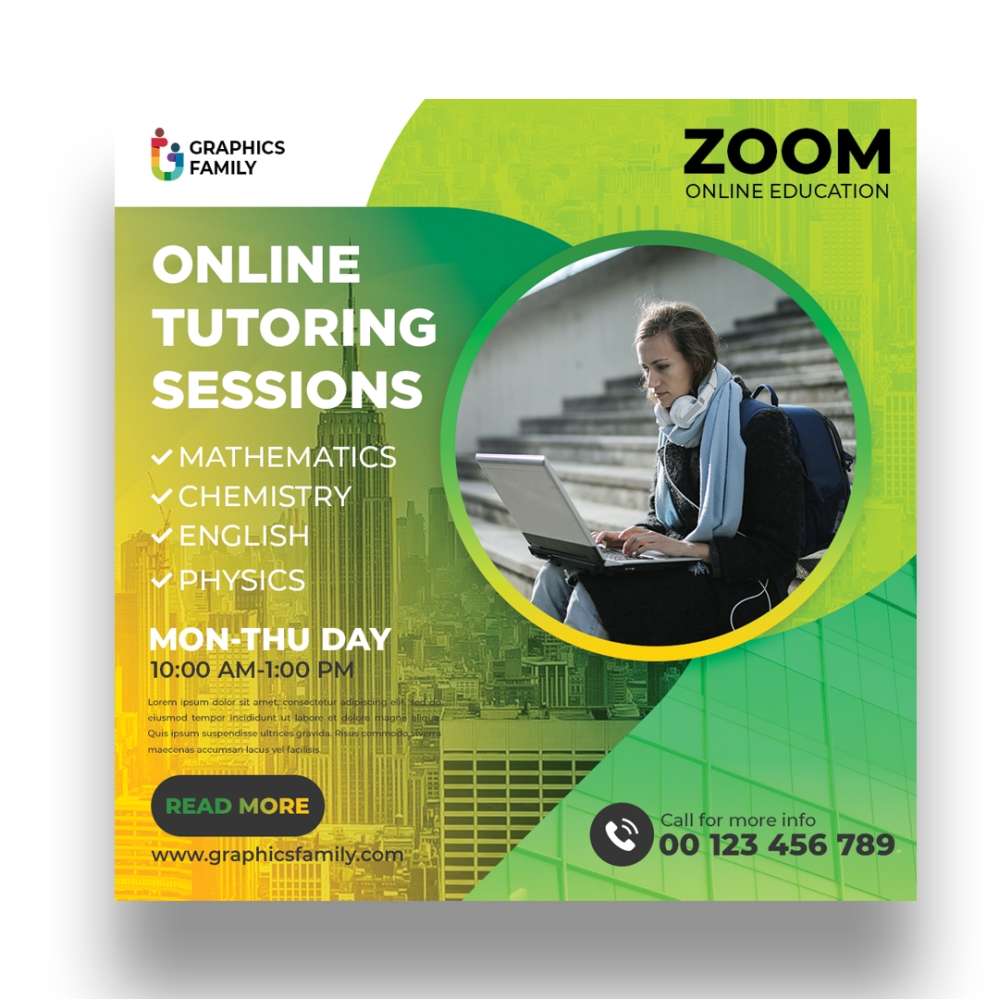 فایل طراحی قالب شبکه‌های اجتماعی و پست اینستاگرام آموزش آنلاین - Online Education Social Media Template & Instagram Post Design
