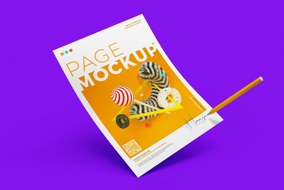 فایل موکاپ سربرگ کاغذی با خودکار - Paper with Pen Letterhead Mockup