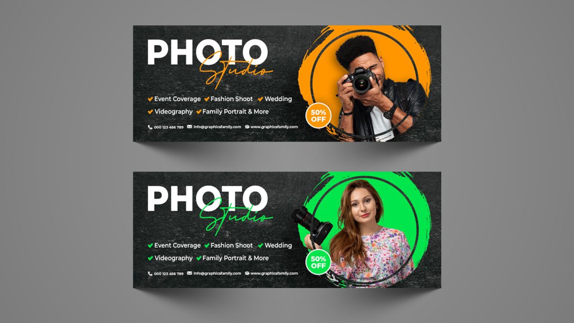 فایل طراحی کاور فیسبوک استودیوی عکاسی - Photography Studio Facebook Cover Design