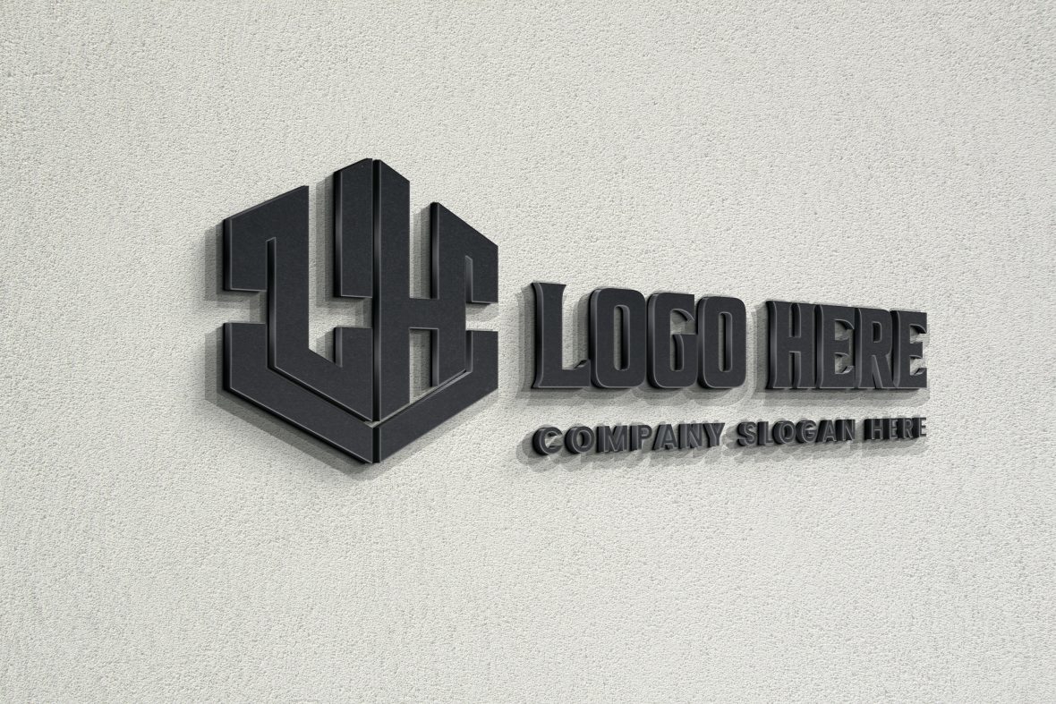فایل موکاپ لوگوی دیواری سه‌بعدی واقع‌گرایانه - Photorealistic 3D Wall Logo Mockup