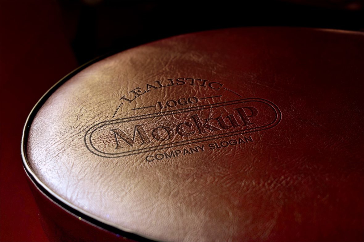 فایل موکاپ لوگو سه بعدی برش چرم واقع‌گرایانه - Photorealistic Leather Cutting 3D Logo Mockup