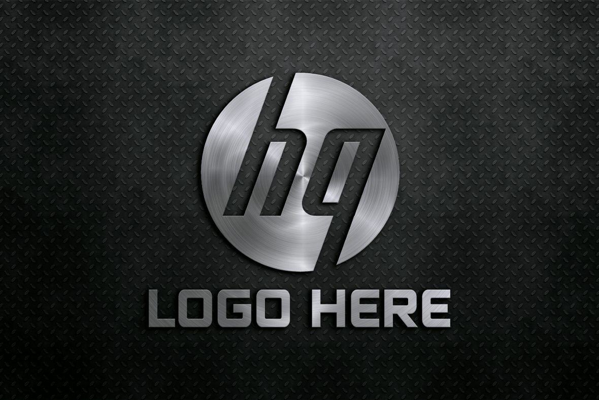 فایل موکاپ لوگوی فلزی واقع‌گرایانه - Photorealistic Metal Logo Mockup
