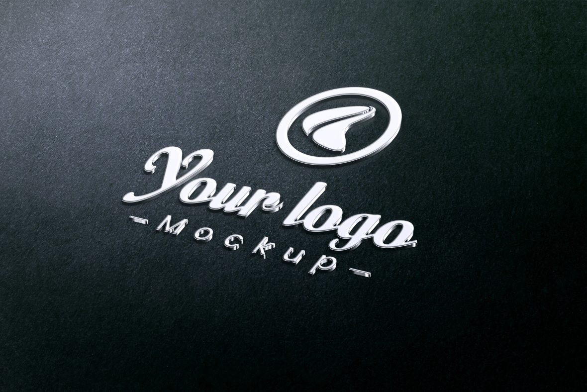 فایل موکاپ لوگو فلزی واقع‌گرایانه - Photorealistic Metallic Badge Logo Mockup