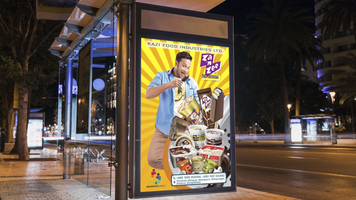 فایل طراحی بنر بیلبورد فتوشاپ برای بستنی - Photoshop Billboard Banner Design For Ice-Cream