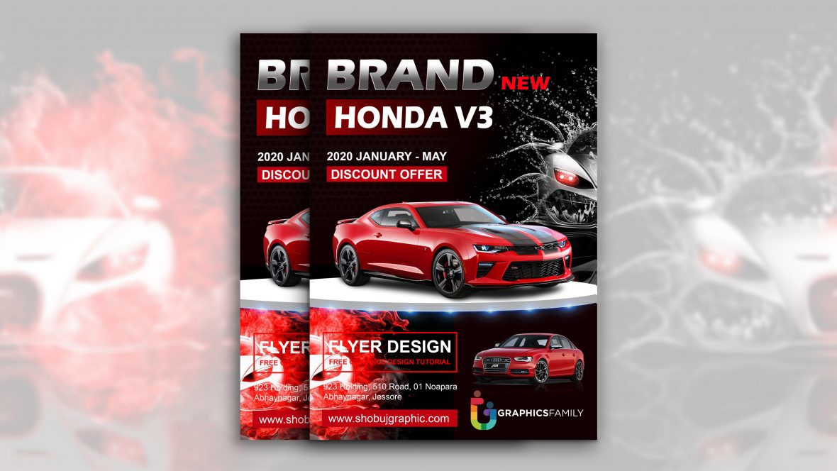فایل قالب طراحی بروشور ماشین فتوشاپ - Photoshop Car Flyer Design Template