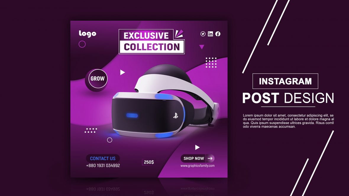 فایل قالب طراحی پست اینستاگرام خلاقانه فتوشاپ - Photoshop Creative Instagram Post Design Template