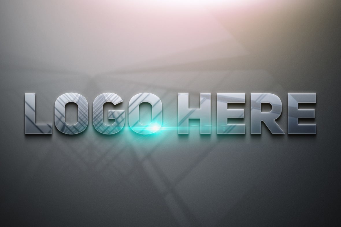 فایل موکاپ لوگو سه بعدی براق فتوشاپ - Photoshop Glossy 3D Logo Mockup