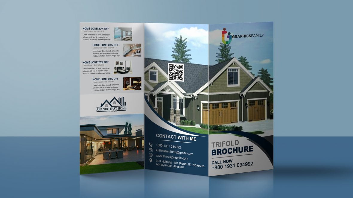 فایل طراحی بروشور سه لت املاک و مستغلات فتوشاپ - Photoshop Real Estate Tri Fold Brochure Design