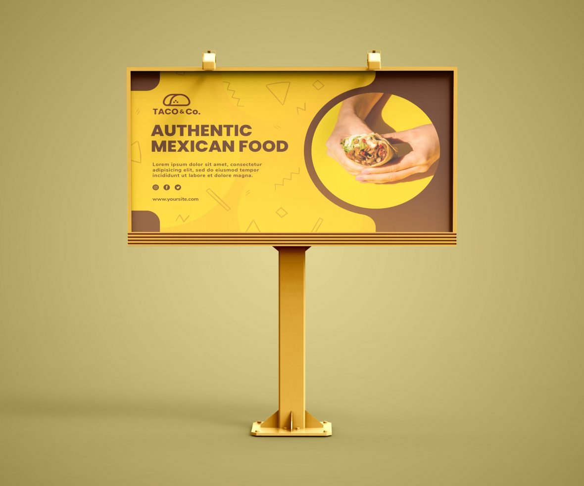 فایل موکاپ بیلبورد مستطیلی فتوشاپ - Photoshop Rectangular Billboard Mockup