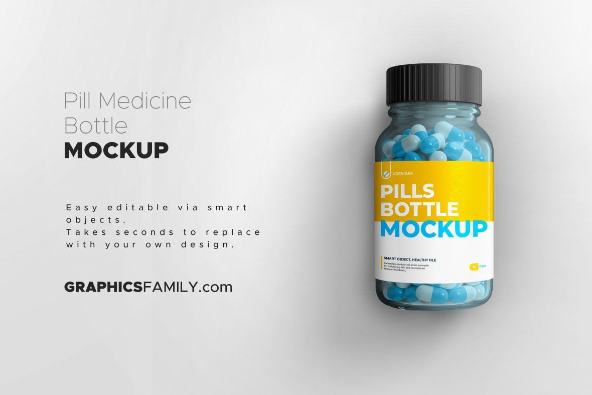 فایل موکاپ بطری دارو - Pill Medicine Bottle Mockup