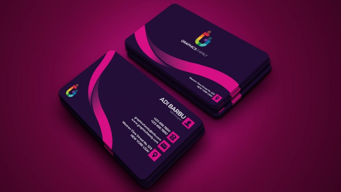 فایل طراحی کارت ویزیت انتزاعی صورتی - Pink Abstract Business Card Design