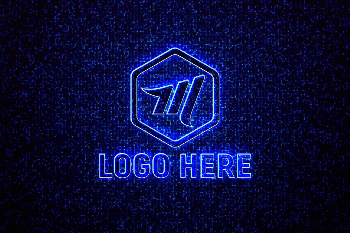 فایل موکاپ لوگو با الگوی پیکسلی - Pixel Pattern Logo Mockup