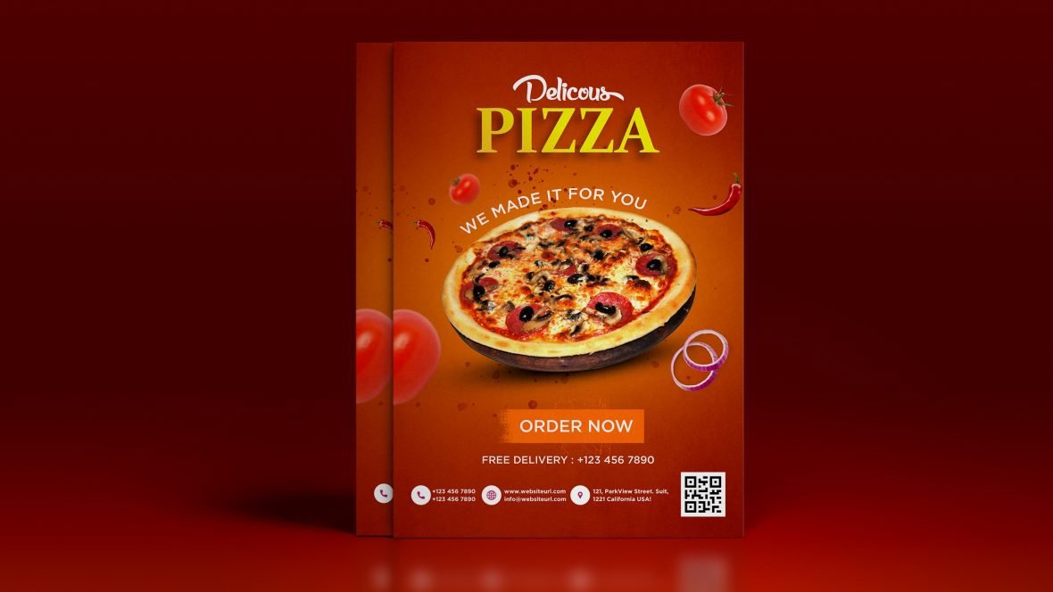 فایل قالب طراحی بروشور پیتزا A4 - Pizza A4 Flyer Design Template