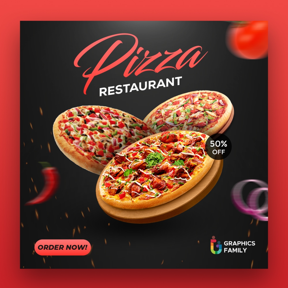 فایل الگوی پست رسانه اجتماعی رستوران پیتزا - Pizza Restaurant Social Media Post Template