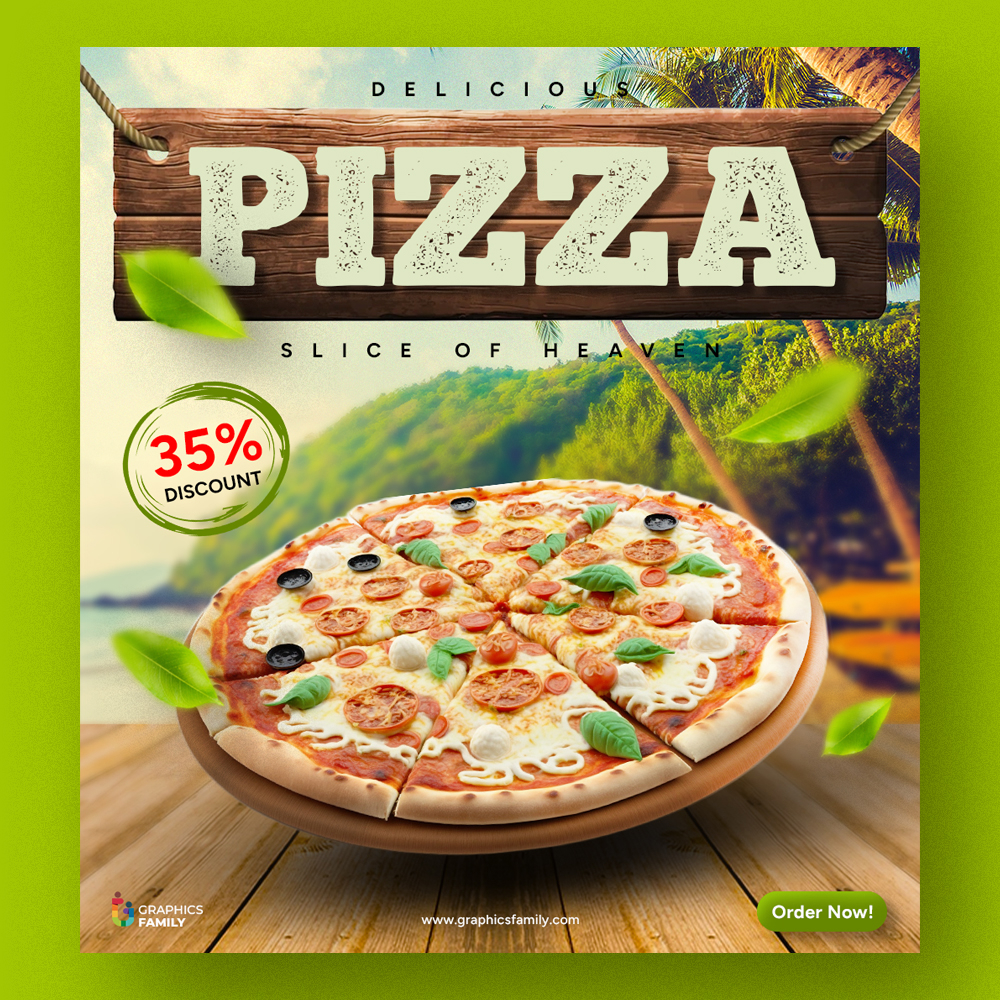 فایل طراحی پست شبکه اجتماعی پیتزا در فتوشاپ - Pizza Social Media Post Design in Photoshop
