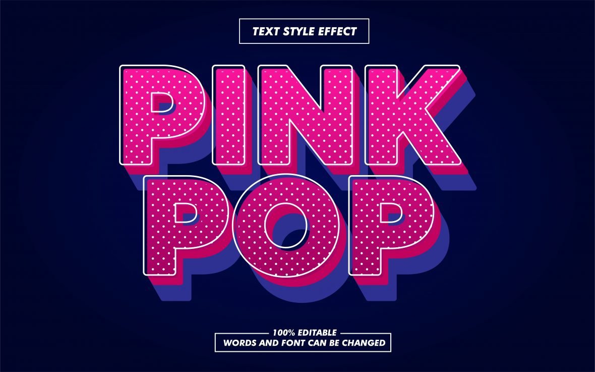 فایل افکت متن صورتی راه راه خالدار - Polka-dot Striped Pink Text Effect